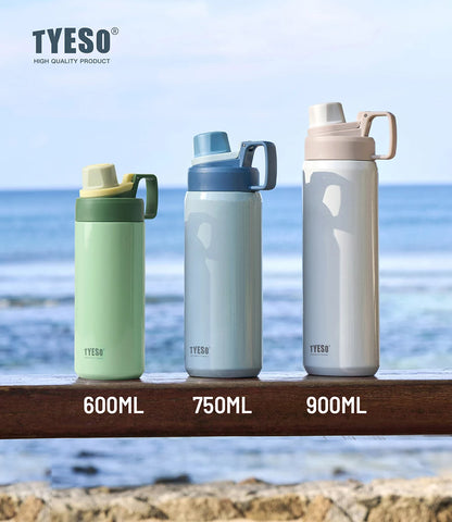 Tyeso Vacuum Flask for Men Women Stainless Steel Outdoor Water Bottles for Cycling Hiking 750ml 900ml Portable Water Bottle