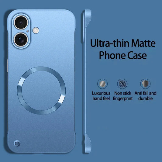 New Slim Thin Matte Metal Painted PC Magnetic Case For Magsafe iPhone 17 Air 17 16 15 14 13 12 Pro Max Plus Frameless Cover