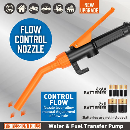 Portable Liquid Transfer Pump Battery Powered Car Gas Oil Pump 2.4 Gallons Per Min Liquid Gasoline Tuning Fuel Gasoline Pump