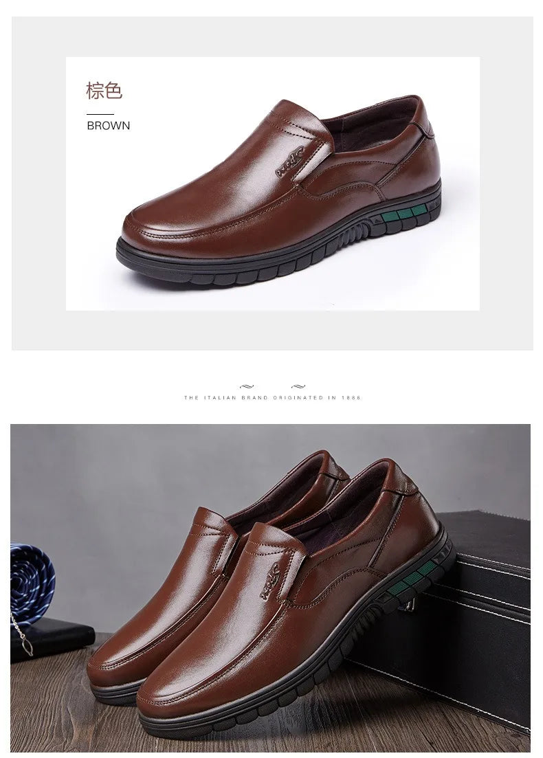 Men's PU Leather Shoes Formal Dress Loafers Large Size Casual Soft Mens Business Comfortable Non-slip Driving Shoes