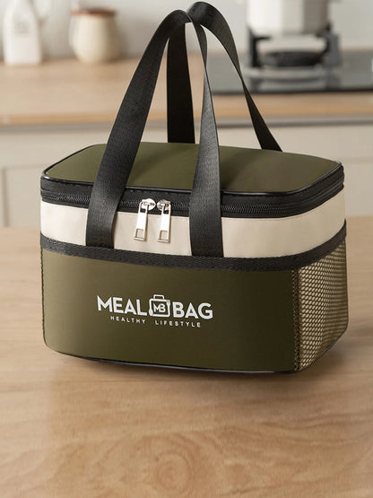 Portable lunch bag food insulated box Waterproof shoulder strap insulated box, hand-held lunch box bag, fresh aluminumA-DH