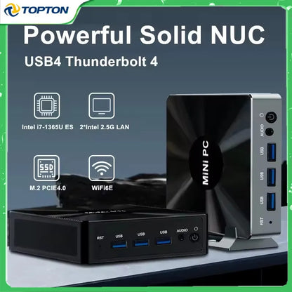 Topton Solid Nuc D17 Gaming Mini Computer Intel i7 1360P/1365U ES Thunderbolt 4 2*DDR5 2*2.5G LAN Firewall PC Windows 11 WiFi6E