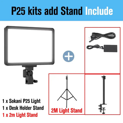 Sokani P25 & P25 kit LED Video Panel Light Studio Filling Light Lamp For Youtube Live Streaming Game Record Video Zoom Meetings