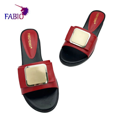 FABIO PENNY's 2026 new popular exquisite metal fashion thick-soled design slippers summer parties comfortable ladies' slippers