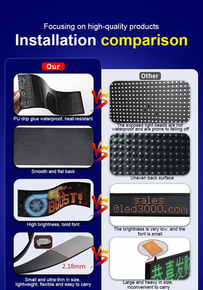 LED Scrolling Advertising Display RGB USB App Bluetooth DIY Devil Eye Overlength Matrix Pixel Panel Pattern Animation Display