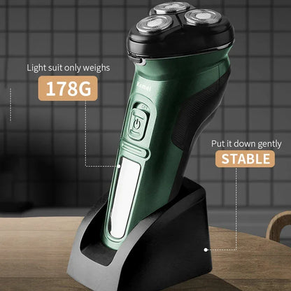 Kemei LCD Dislay Waterproof Electric Shaver For Men Wet Dry Neck Beard Electric Razor Facial Shaving Machine Rechargeable