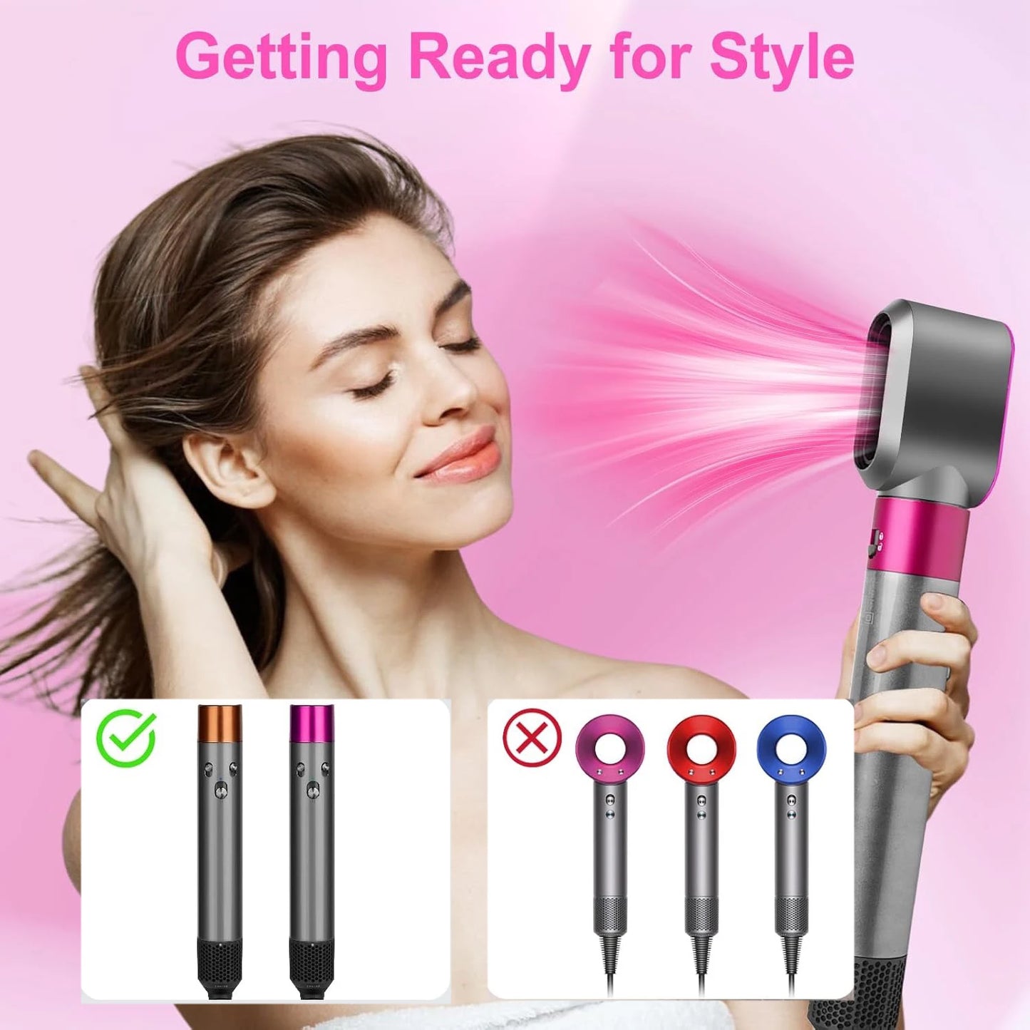 Pre-Styling Dryer Attachment for Dyson Airwrap HS01 HS05 Fast Dryer Nozzle for Airwrap Styler Nickel Dryer Attachment Diffuser