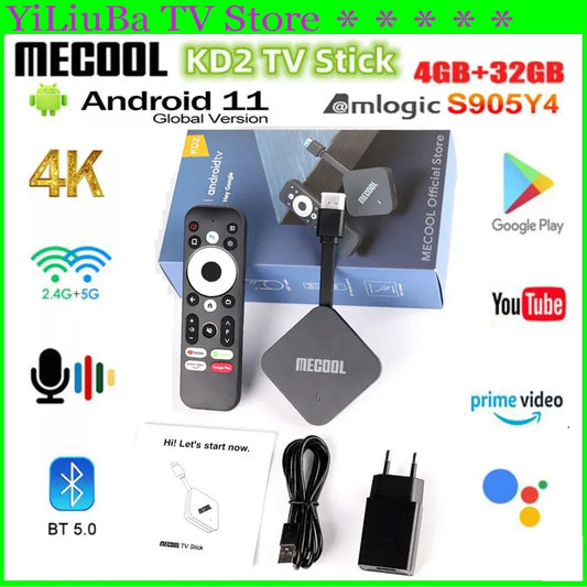 [Genuine]MECOOL ATV KD2 Best Global Version Amlogic S905Y4 TV Stick 4G 32G 4K Dual WIFI Google Certified TV Box BT5.0 PK KD3 KD5
