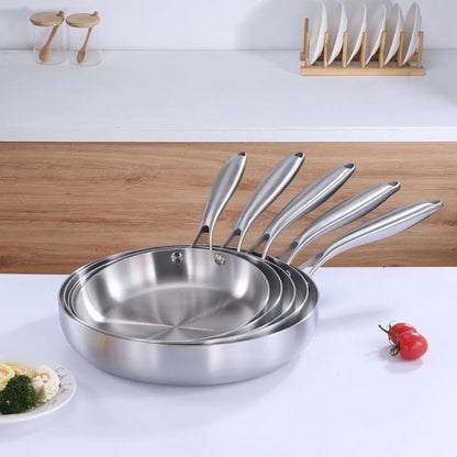 304 stainless steel frying pan, non stick pan, steak pan, suitable for gas stoves and induction cookers, uncoated kitchen utensi