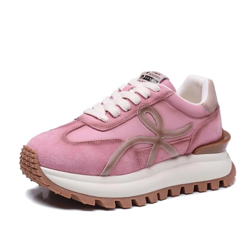 Women Sneakers Genuine Leather Platforms Ladies Casual Sports Shoes Comfy Students Sneakers Summer Popular Size 34-40