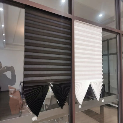 Adhesive Blackout Darkening Pleated Window Shade Blinds Portable Temporary Blinds Bedroom Apartment Dorm Roller Blackout Curtain