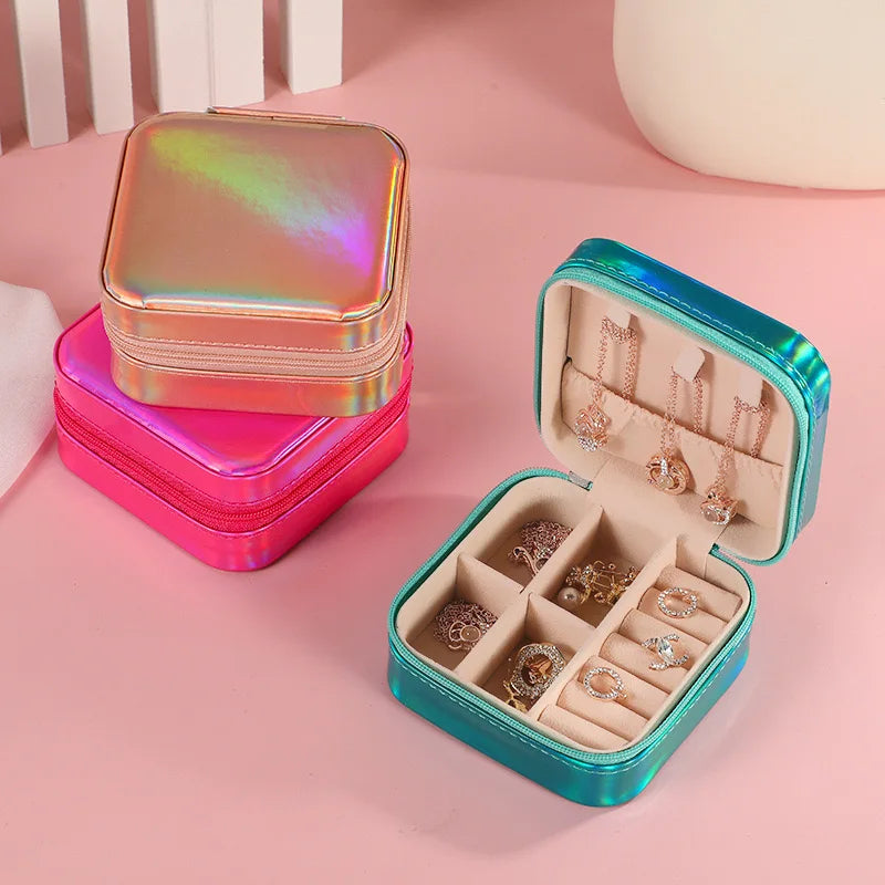 Jewelry Case Box Portable Small Travel Jewelry Organizer Necklace Earring Ring Storage Display Gift Box Travel Essentials