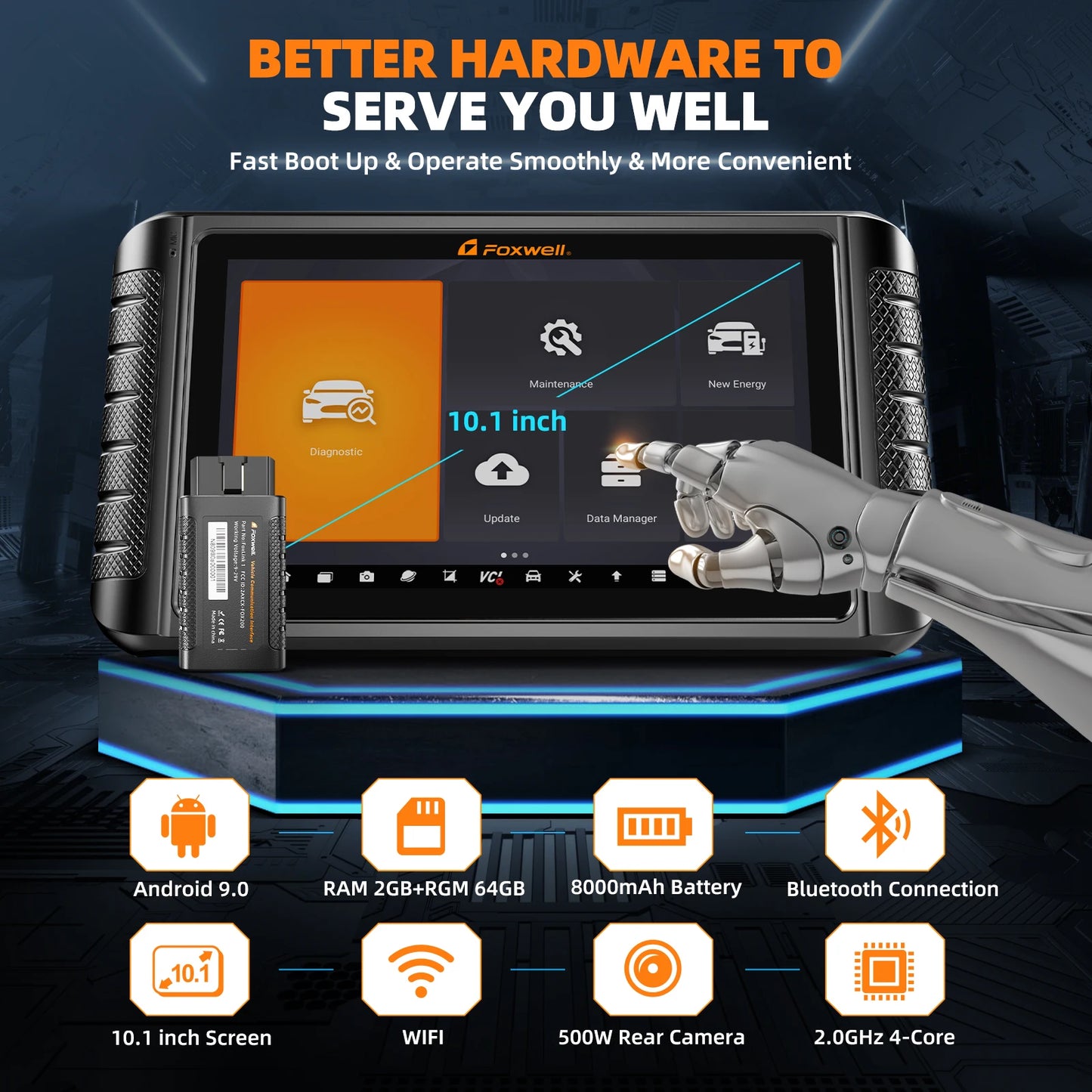 FOXWELL NT1009 OBD2 Car Scanner All System ECU Coding Bidirectional CANFD DOIP Topology Mapping 36+ Reset Auto Diagnosis Tools