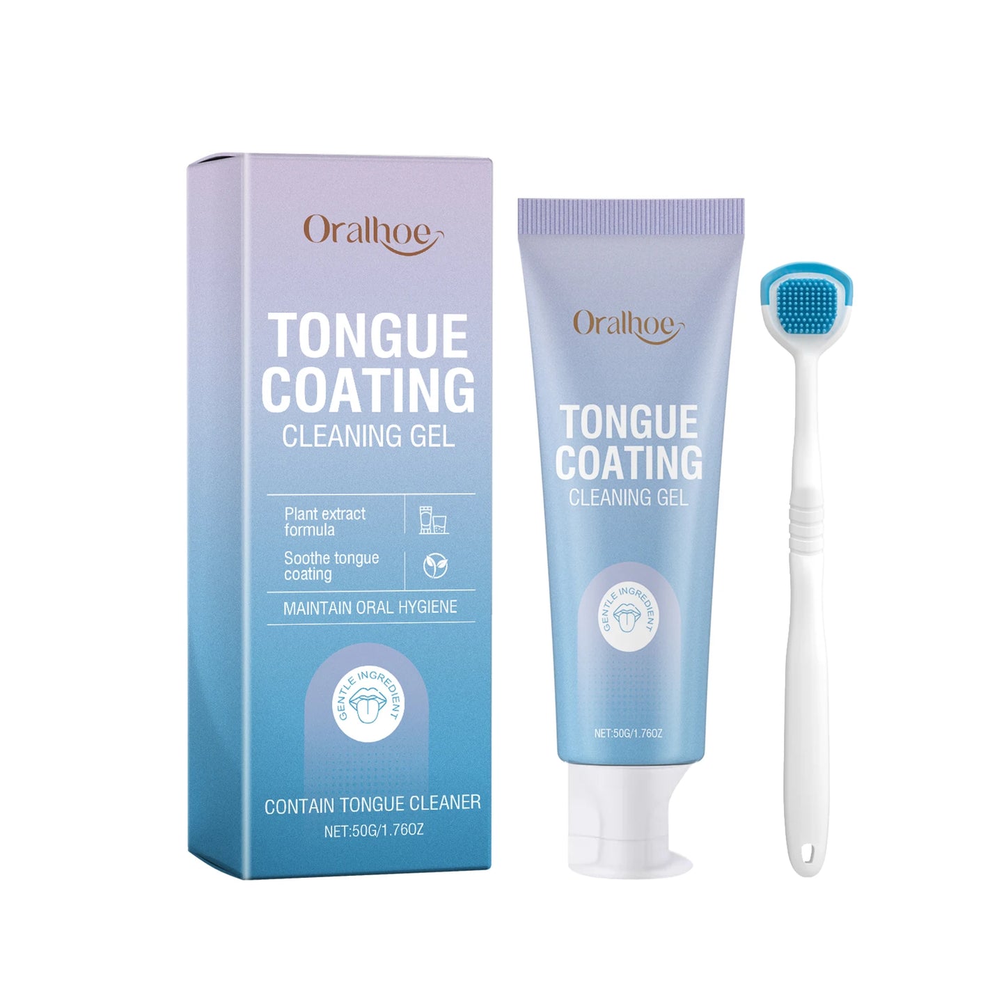 Tongue Cleaning Gel with Toothbrush for Remove Tongue Coating Eliminate Bad Breath Fresh Breath Inhibit Oral Bacteria Oral Care