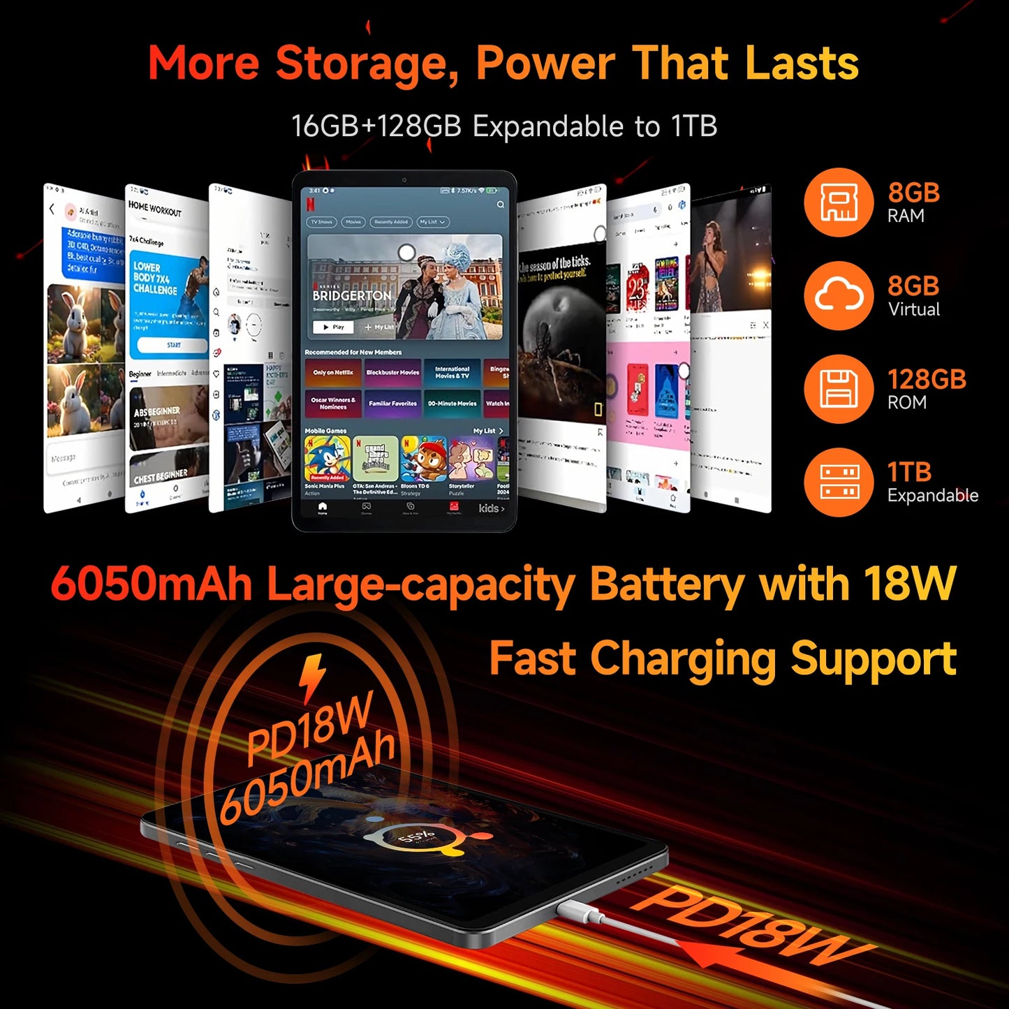 BNCF BPad Mini 8.4 inch Snapdragon SMD685 Tablet Android14 (8+8)GB RAM+128GB ROM 6050mAh Battery 4G LTE Widevine L1 2K IPS Tab