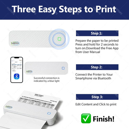 Wireless Mini A4 Thermal Printer Inkless Portable Bluetooth Mobile Phone Photo Document Printer For Office/Work/Home Use