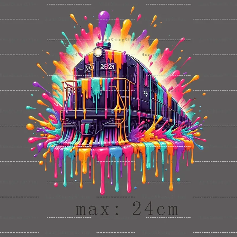 Color Fluid Painting Ironing Sticker Clothes DTF Fashion T-shirt Hoodie DIY Jacket Patch Hot Paste Paper