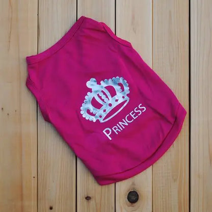 Princess Crown Dog Shirts Vest, Puppy Summer Dog Clothes for Small Dogs, Puppy Cat T Shirt Pet Apparel