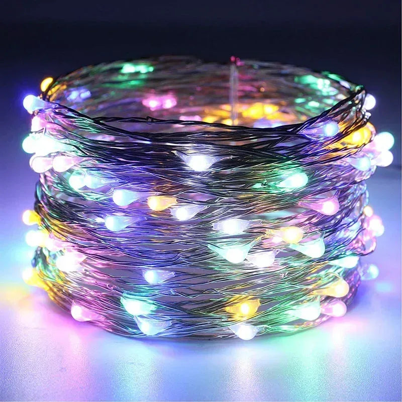 100/2M Outdoor LED String Lights Garland Waterproof Fairy Light Christmas Wedding Party Holiday Gardening Decoration USB/Battery