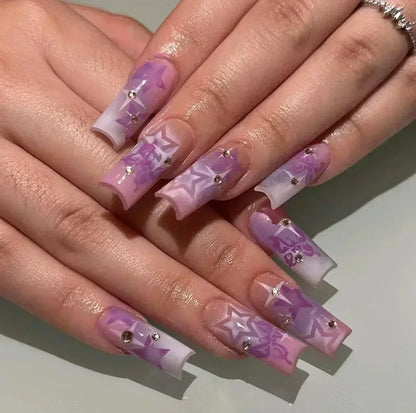 Romantic Red Lips Valentine's Day Wearable Fake Nails Frosted White Detachable Finished False Nails Press on Nails with Glue