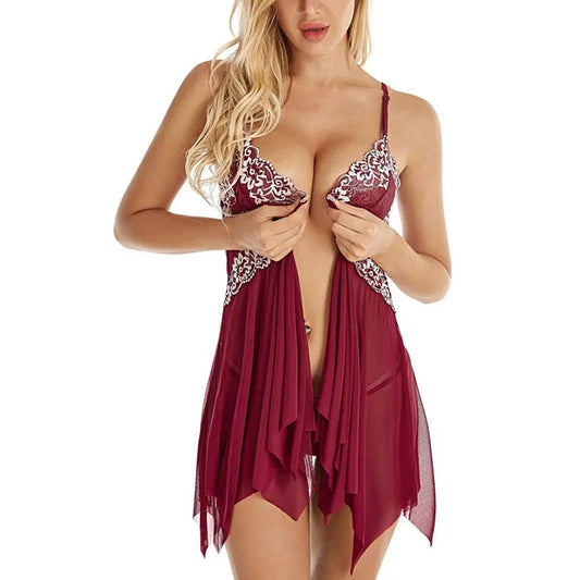 Women Sexy Lingerie Women Lace Sleepwear For Sexy Babydoll Underwear Transparent Lace Dress Nightdress Erotic Clothing by PDG ibma