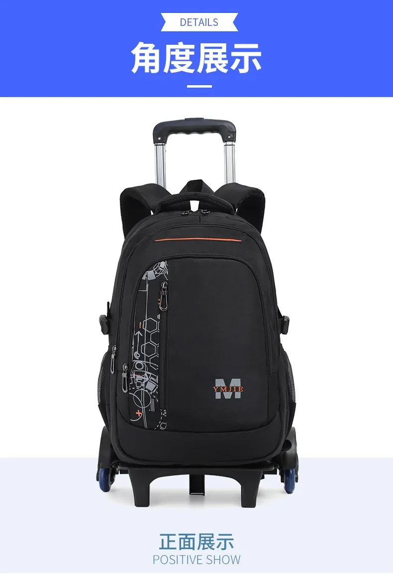 School Rolling backpack bag School Bags with wheels Student wheeled Backpacks for boys Children School Trolley Bag Waterproof