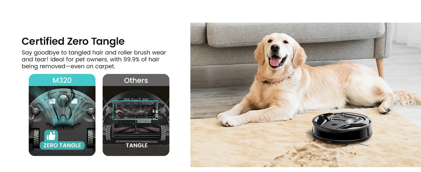 Lefant M320 cordless Robot Vacuum Cleaner and mop, 6000Pa ,210 Mins Runtime,Self-Charging,Ideal for Hard Floor, Pet Hair,Carpet