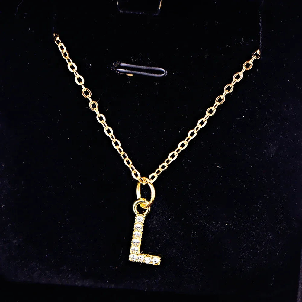 Kpop Shining A-Z Letter Pendant Charm Necklace 26 Initial Alphabet Name Golden Clavicle Chain Party Valentine's Day Jewelry Gift