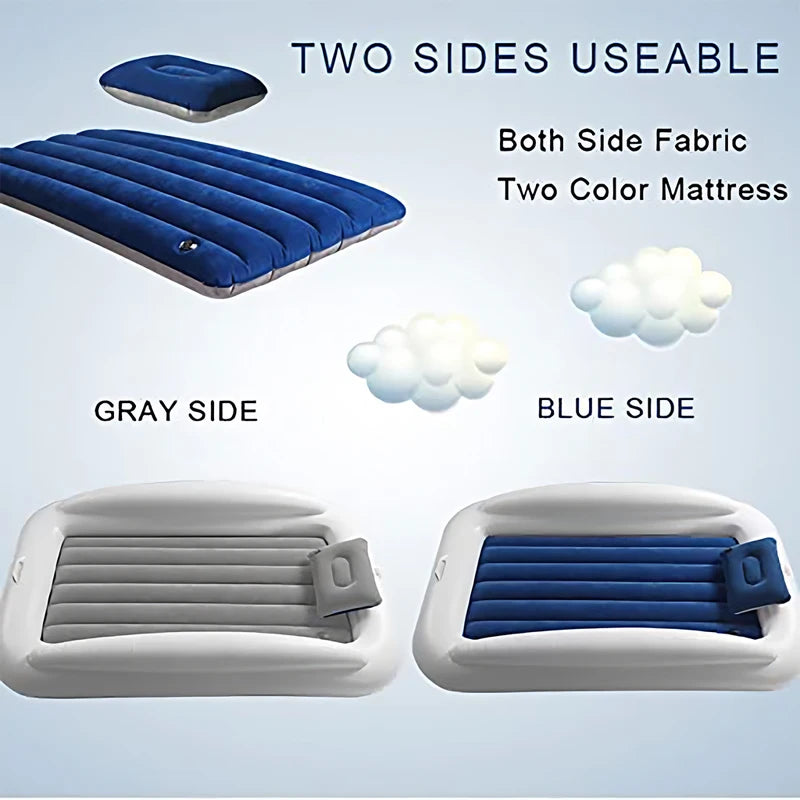 Portable Inflatable Toddler Travel Guardrail Air Mattress Mattress for Kids- Summer Outdoor Beach Sleeping Pad WIth Flocking