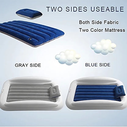 Portable Inflatable Toddler Travel Guardrail Air Mattress Mattress for Kids- Summer Outdoor Beach Sleeping Pad WIth Flocking