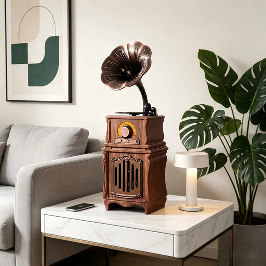 Vintage Style Bluetooth Speaker, Aesthetic Wood Grain Design Home Ornament, High Quality Sound Speaker, Creative Desktop Decor