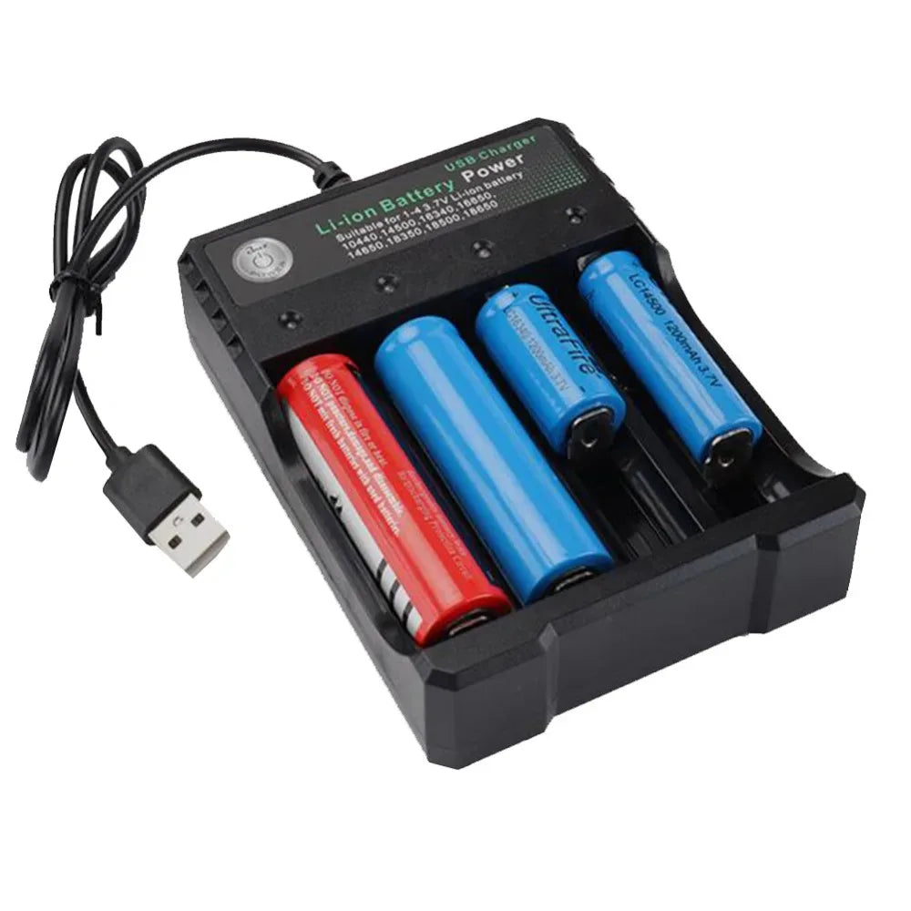 18650 Battery Charger Black 2/3/4 Slots AC 110V 220V Dual For 18650 Charging 3.7V Rechargeable Lithium Battery 4 Ports Charger