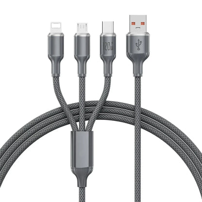 120W 3 In 1 Fast Charging Cable 3A For iPhone15 14 13 12 11 X Pro Max Micro USB Type-C Phone Charger USBC Data Cable 1.2M