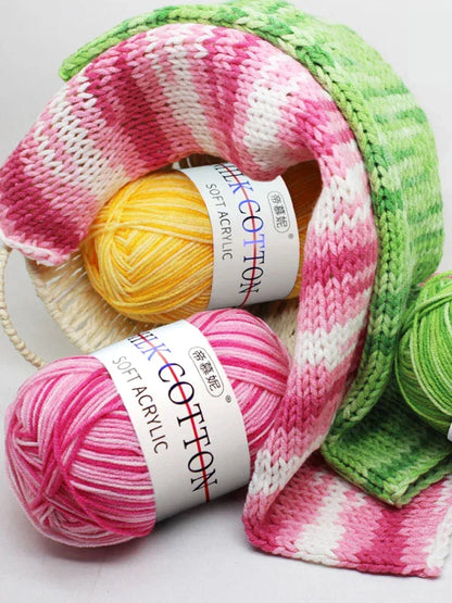 6Pcs Dyed Milk Sweet Soft Cotton Crochet Wool Yarn Thick Yarn Fiber Hand Knitting Wool Crochet Yarn Threads for DIY Sweater