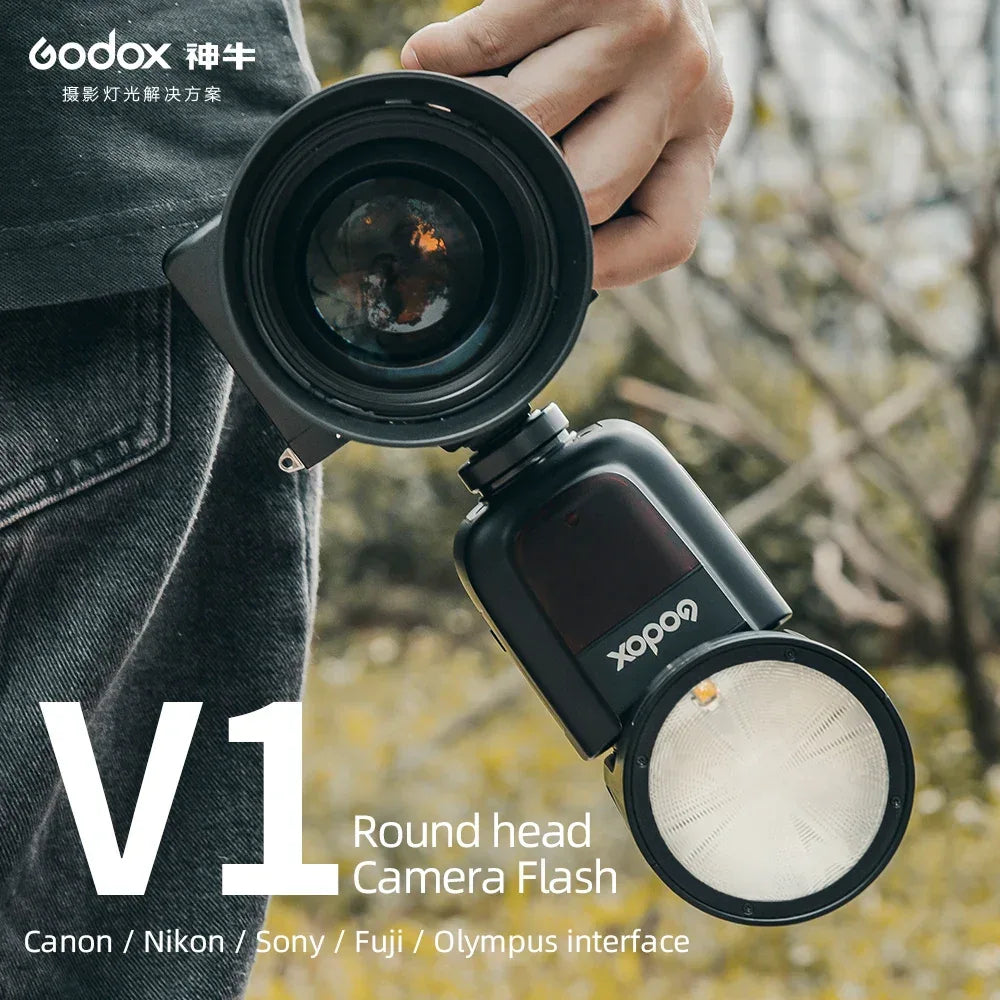 GODOX V1 Camera Flash TTL HSS Speedlight 1/8000s Li-ion Battery Speedlite Flash for Canon Sony Nikon Fuji Pentax V1C V1S V1N V1F