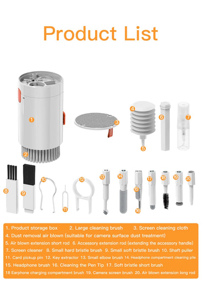 20 in 1 Cleaning Kit Computer Keyboard Cleaner Brush Earphones Cleaning Pen For Headset IPad Phone Cleaning Tools Keycap Puller