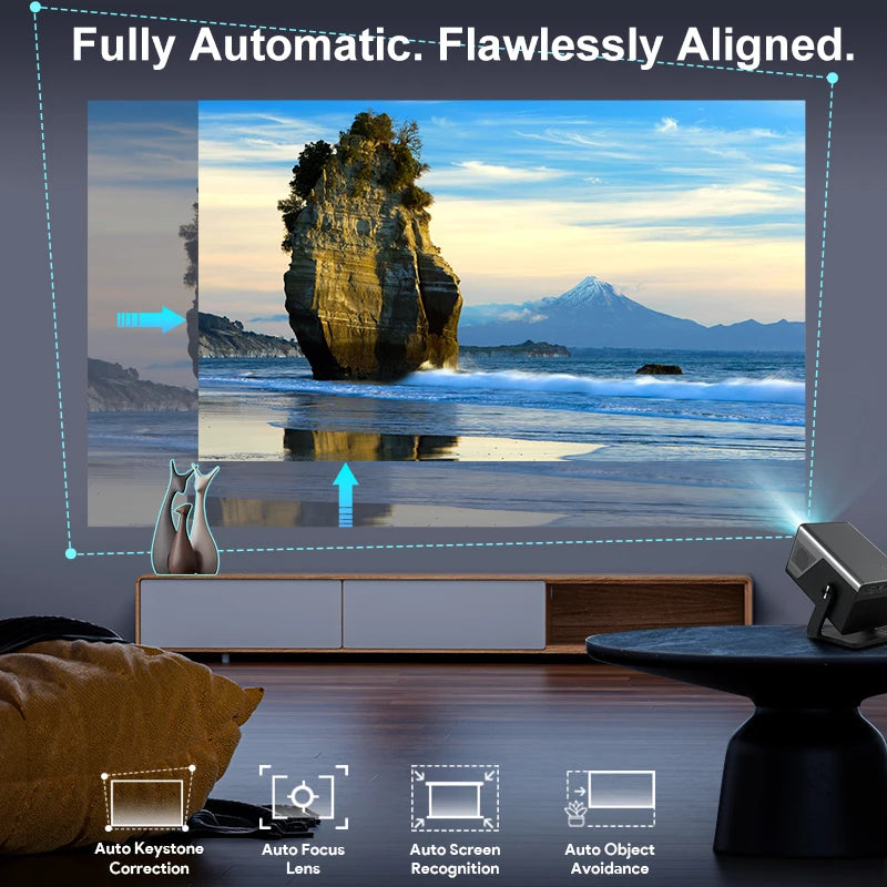HUAWEISHI Full HD 1080P Projector 4K 1200 ANSI Android WiFi 6 Auto Focus Home Theater Projectors for Movie Meeting Video