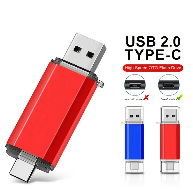 NEW Type-C 2 in 1 OTG 128GB 64GB Pendrive High Speed USB Flash Drive OTG Pen Drive 64GB 128GB 2 in 1 Type C OTG USB Flash Drive