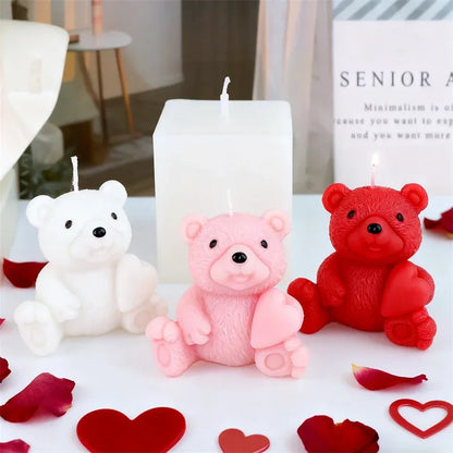 Couple Bear Candle Mold Couple Embrace Bear Silicone Mold 3D Teddy Bear Candle Making Mold for Valentine's Day Birthday Gift