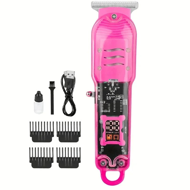 Transparent Body Electric Hair Clipper Professional Trimmer USB Rechargeable Hair Cutting Machine For Men Holiday Gift For Him