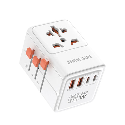 Global Universal Conversion Travel Plug 2 Type-C Sockets EU US AC Power Travel Adapter PD 65w 45w 25w Travel Plug Fast Charging