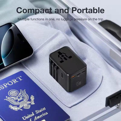 Global Universal Conversion Travel Plug 2 Type-C Sockets EU US AC Power Travel Adapter PD 65w 45w 25w Travel Plug Fast Charging