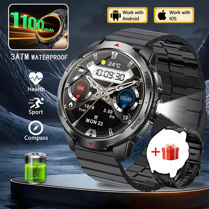 New T-Rex3 Pro 1100mAh Battery Smart Watch Men Compass 5ATM Waterproof Bluetooth Call Heart Rate Sports Run tracker Smartwatch