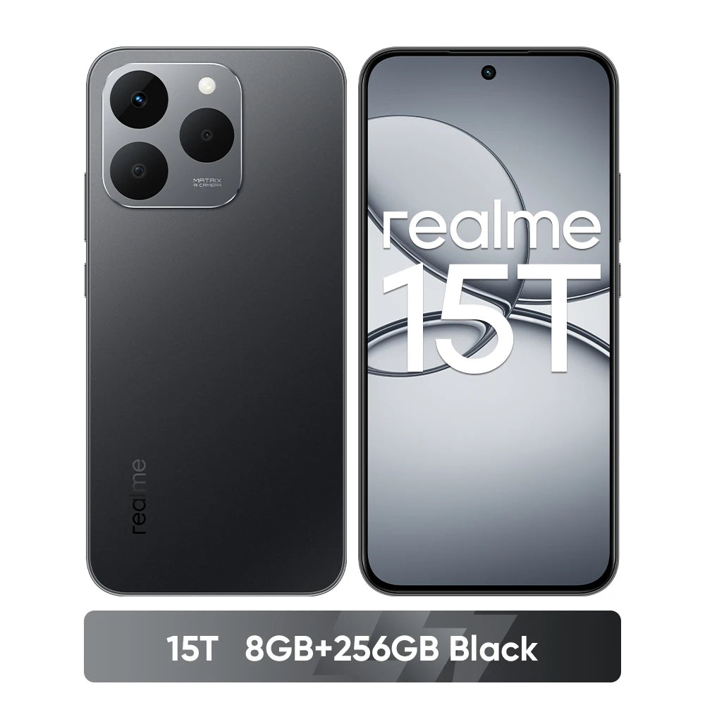realme 15T 5G Smartphone NFC Dimensity 6400 Max Chipset Dual 50MP Cameras 6.57" 120Hz AMOLED Display 7000mAh Battery 60W Charge
