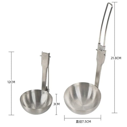 Outdoor Camping Portable Foldable Stainless Steel Colander Soup Ladle Picnic Tableware Folding Spoon Baking Tableware