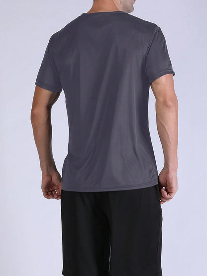 5PCS Men's Solid Color Ultralight Quick Dry Sport T-Shirt, Breathable Lightweight Top For Fitness Training Workout Running Gym