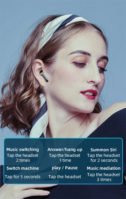 Wireless Tv Earbud Tws Bluetooth Headset with USB Adaptor 9D Stereo Earphone CVC Noise Cancelling 2000mA Charging Box Mic for TV