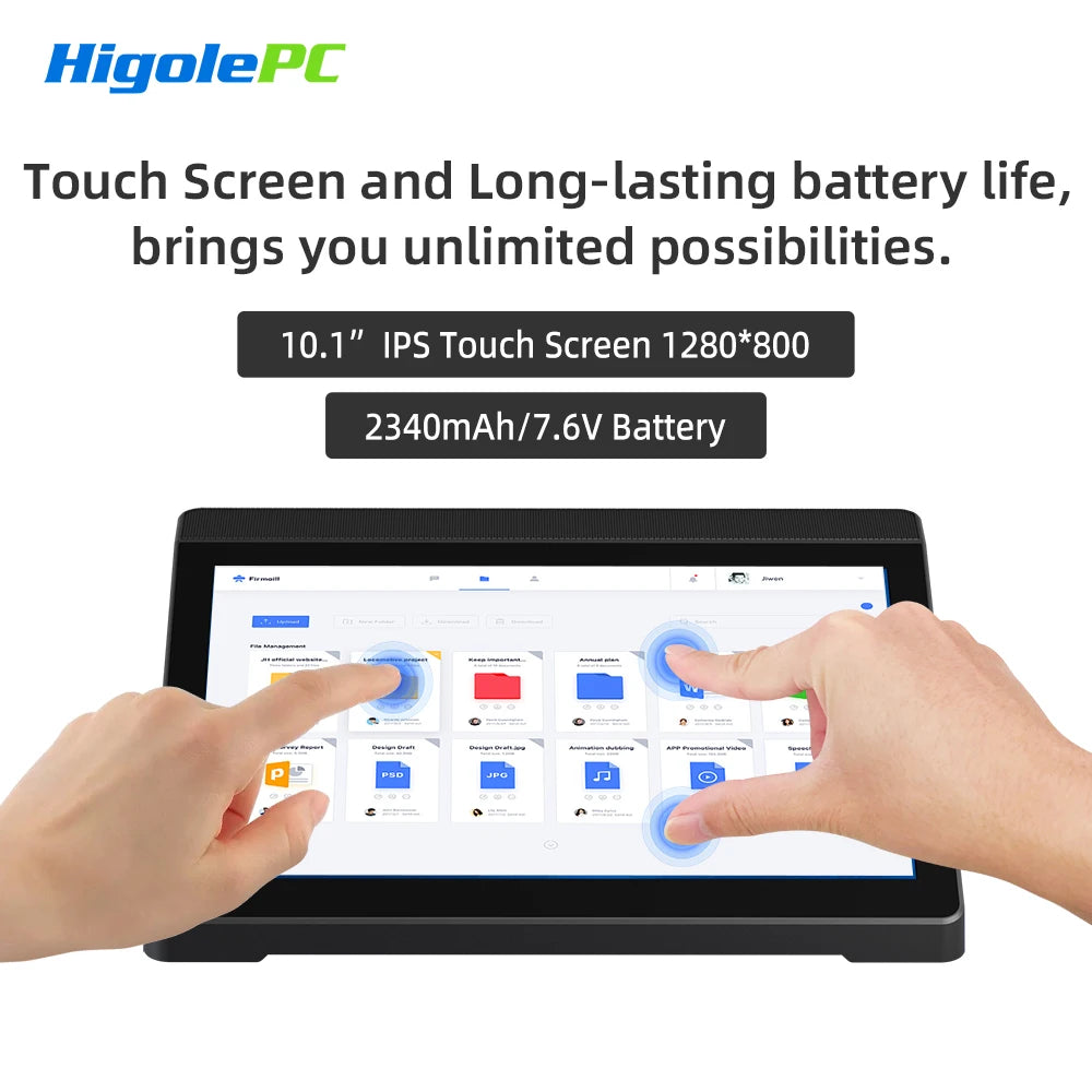 Higole F6APL 10.1'' Fanless Mini PC Intel J3455 Windows 10 WiFi5 4GB 64GB 2340mAh 4K RS-232 RJ45 Laptop Desktop PC Mini Computer
