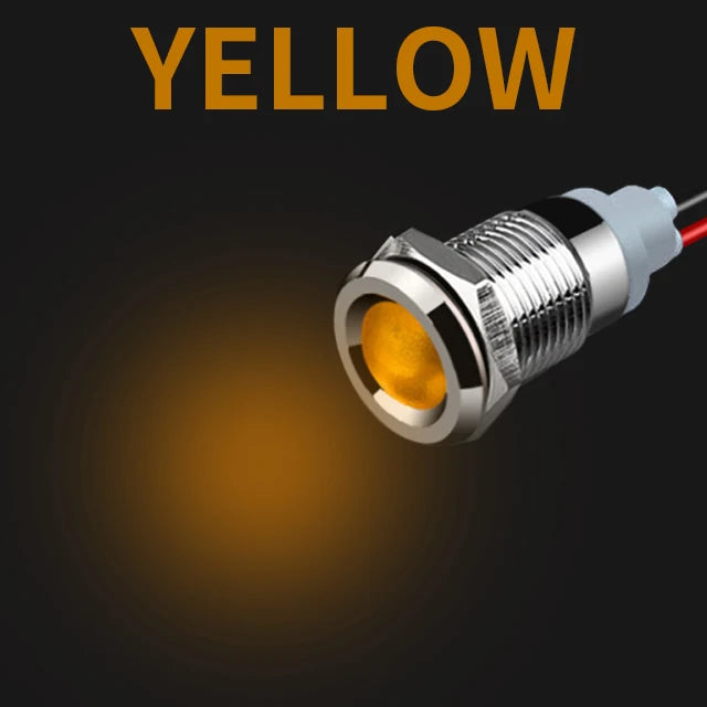 1pcs Alumina LED Warning Indicator Light Signal Lamp Pilot Wire 3-6 12-24 220V 6/8/10/12/16/19/22mm Power Waterproof IP65 Black