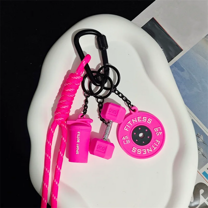 Fitness Keychain Gym Lover Barbell Key chain Weightlifting Keyring Silicone Weight Plate Gym Gifts Workout Gifts Bag Charm Backp